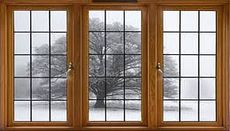 Окно REHAU Euro 70 ЗОЛОТОЙ ДУБ в массе, трехстворчатое 2200 x 1600 мм, двухкамерный ст-т шпрос 8 мм золото, фур-ра MACO