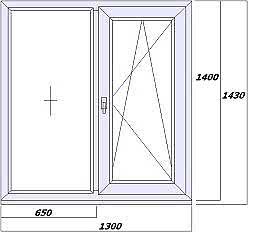 Окно REHAU Brillant Design поворотно-откидное 1300 x 1400 мм, двухкамерный стеклопакет, фурнитура MACO