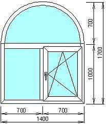 Арочное окно REHAU Euro 70, стеклопкет 4-16-4, фур-ра MACO