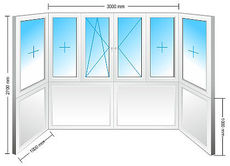 Французский балкон (п-образной конструкции) REHAU Euro 70, ст-т 4-16-4, фур-ра MACO