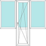 Балконный блок (дверь пов-отк. и два глухаря) REHAU Euro 60, ст-т 4-16-4, фур-ра VORNE