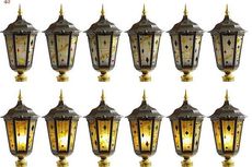 Уличные светильники с витражными вставками, ландшафтные витражные светильники.