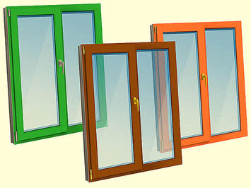 Окно ламинированое (цветное). Цвет золотой дуб. Kömmerling 88 Plus, 6 камер