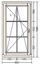 Окно с деревянными накладками (шпросами) с дуплексом.