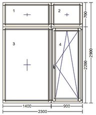 Окно с выходом на балкон 2900 х 2300. IV68 Меранти