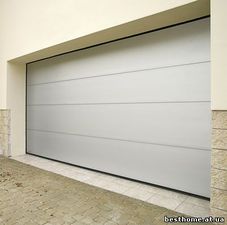 Гаражні ворота (широкий гофр) золотий дуб, білий. &mdash; Надійна Оселя