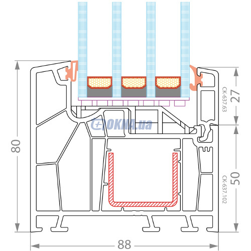 Профильная система CKM Extrusion TITANIUM TITANIUM СК 88 CKM Extrusion TITANIUM TITANIUM СК 88
